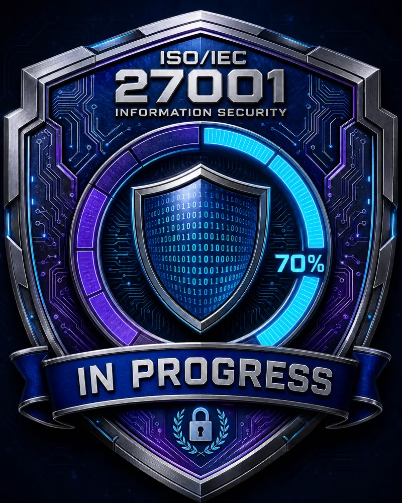ISO/IEC 27001 — Information Security Management, certification in progress